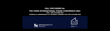 Call for papers for the third international steam (science, technology, engineering, arts and maths) conference 2022 banner image